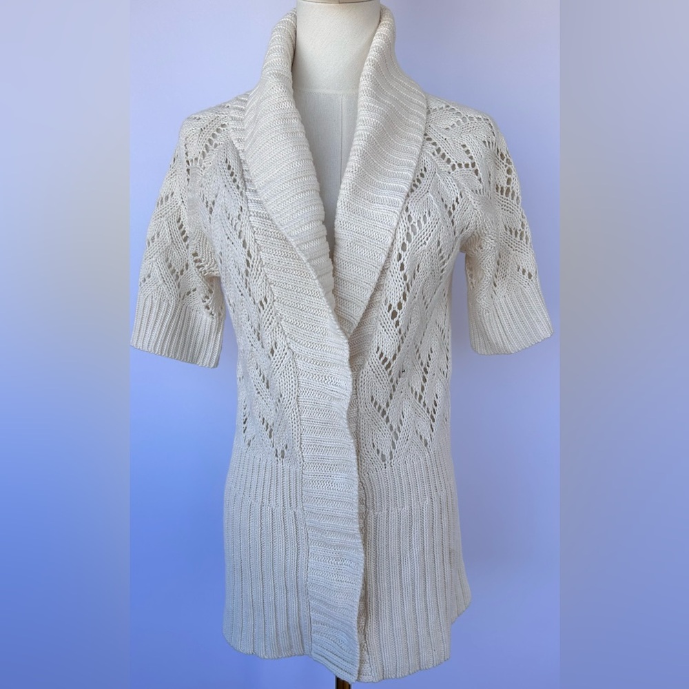 Eddie Bauer Women’s Linen Knit Shawl Collar‎ Cardigan Raglan 1/2 Sleeve Size Med